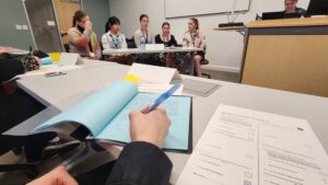 Judge scoring preliminary round of competition