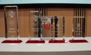 Picture of the trophies for top four finishers