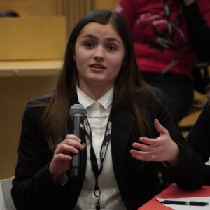 St. Ursula Academy team member responds during final round