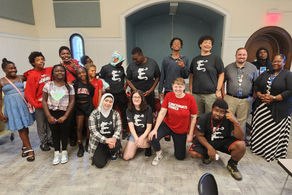 Picture of participants wearing their EClub shirt Avondale .