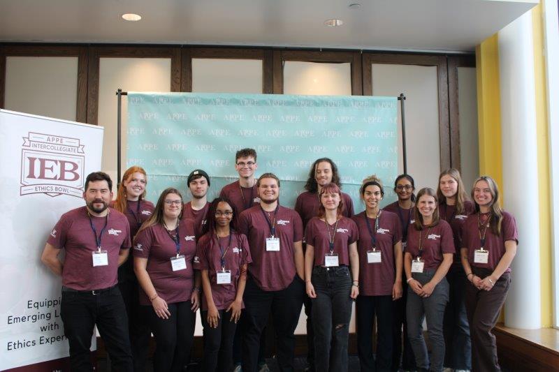 Picture of UC's Ethics Bowl class teams that competed at the APPE IEB Central States regional.