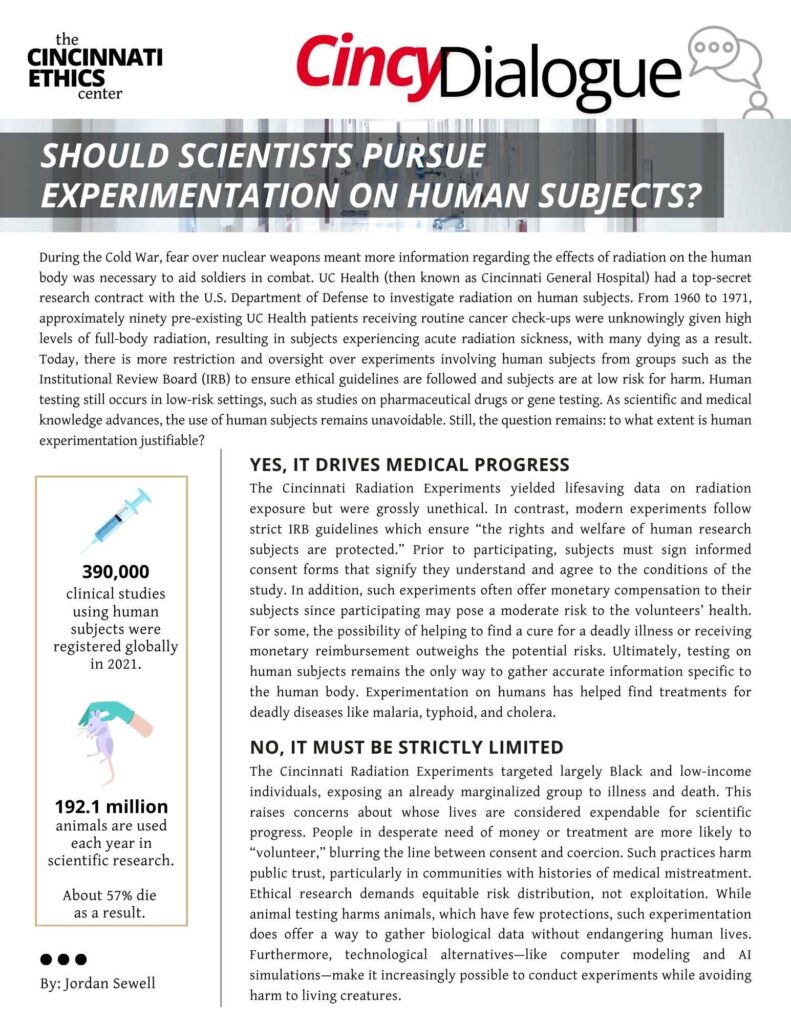 Should scientists pursue experimentation on human subjects?