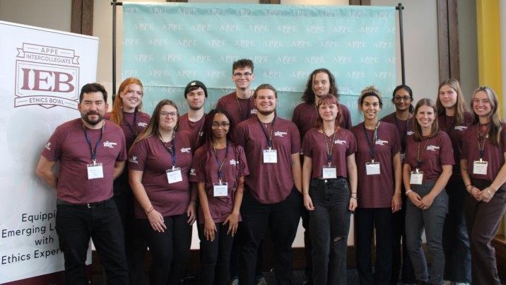 Image of UC's Ethics Bowl teams at the 2024 APPE Regional held at Marian University