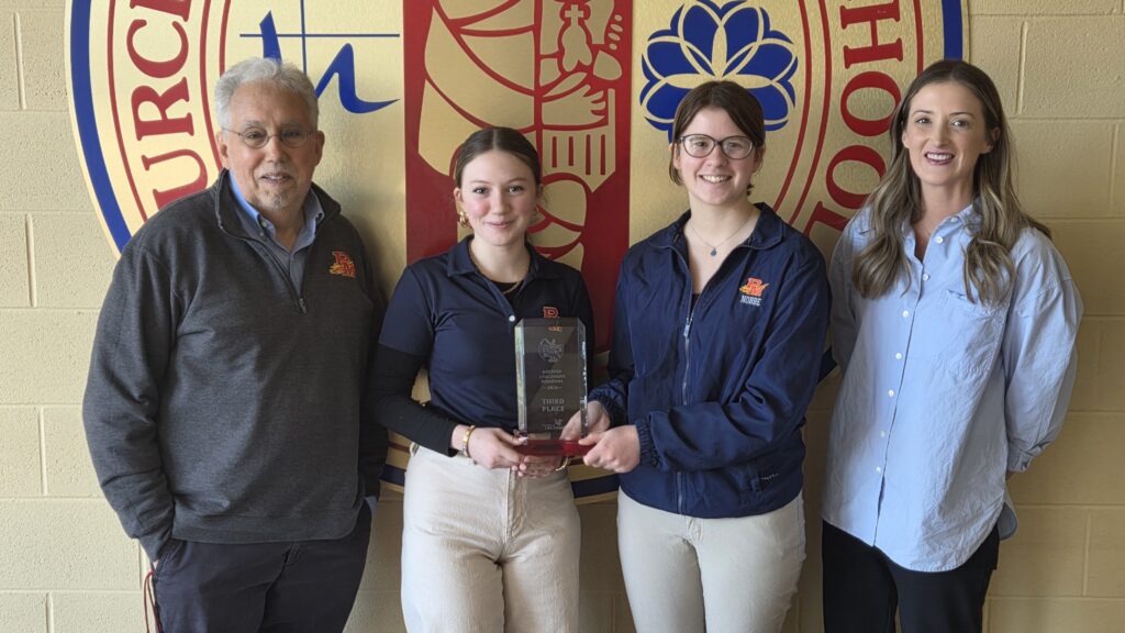Purcell Marian team with 3rd place trophy